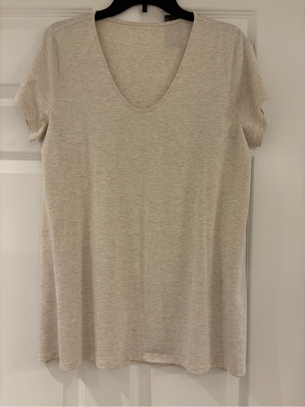 J. Jill Light Cream V-Neck Short Sleeve Top